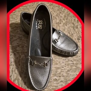 SAS Metro Leather Metallic Silver Slip On  Loafers w/Tripad Comfort System